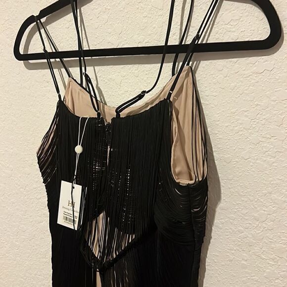 HH
Evening Collection Tassel Dress - NEW NWT - Black Fringe - Tan Slip Dress - Picture 6 of 6